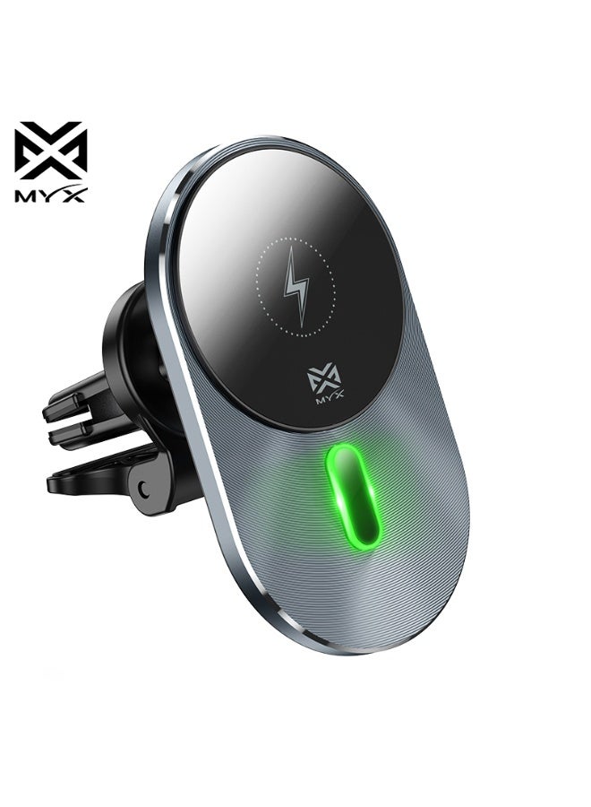 MYX Mag Drive Magnetic Wireless Fast Charging In-Car Phone Holder | 360° Rotate & Tilt | For iPhone 12 Series & Above - Image 3